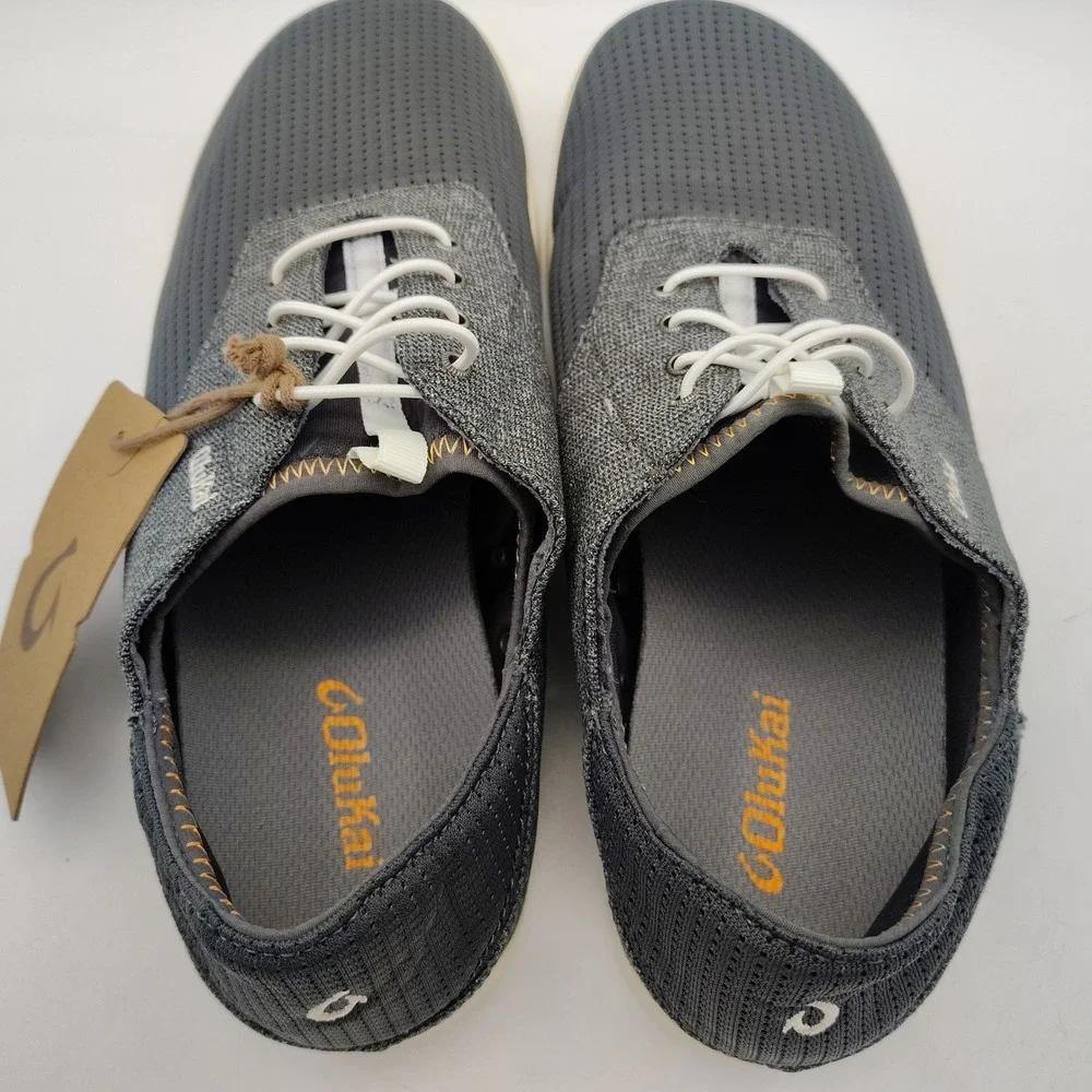 OluKai Nohea Moku Boat Shoes Mens 9.5 Dark Shadow Mesh Hybrid Sneakers Casual